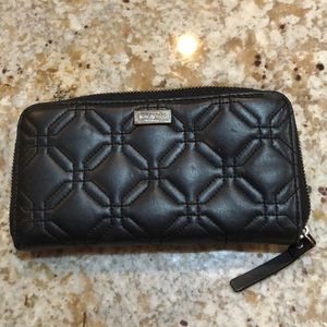 Black leather Kate Spade Long Wallet